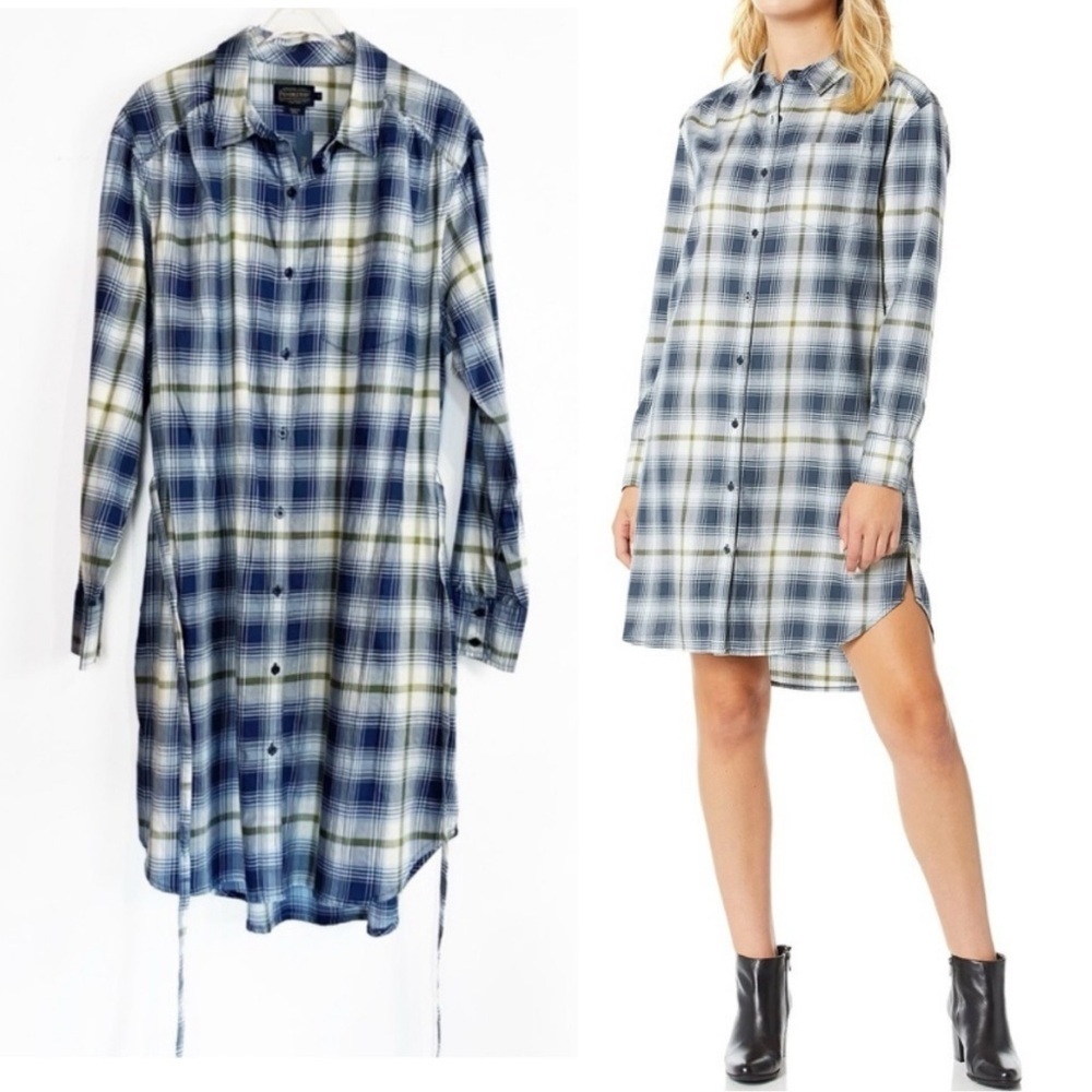 NWT 🆕 PENDLETON Long Sleeve Shirt Dress Blue Green Plaid Womens size L